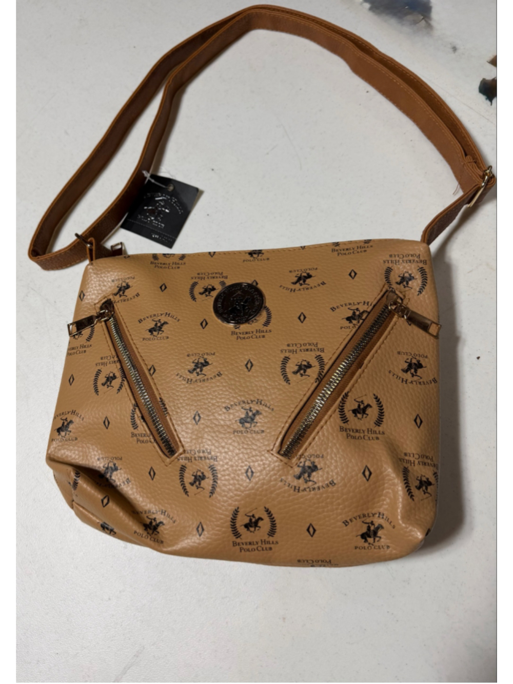 Beverly Hills Polo Club Tan Logo Crossbody Shoulder Bag - Picture 11 of 11